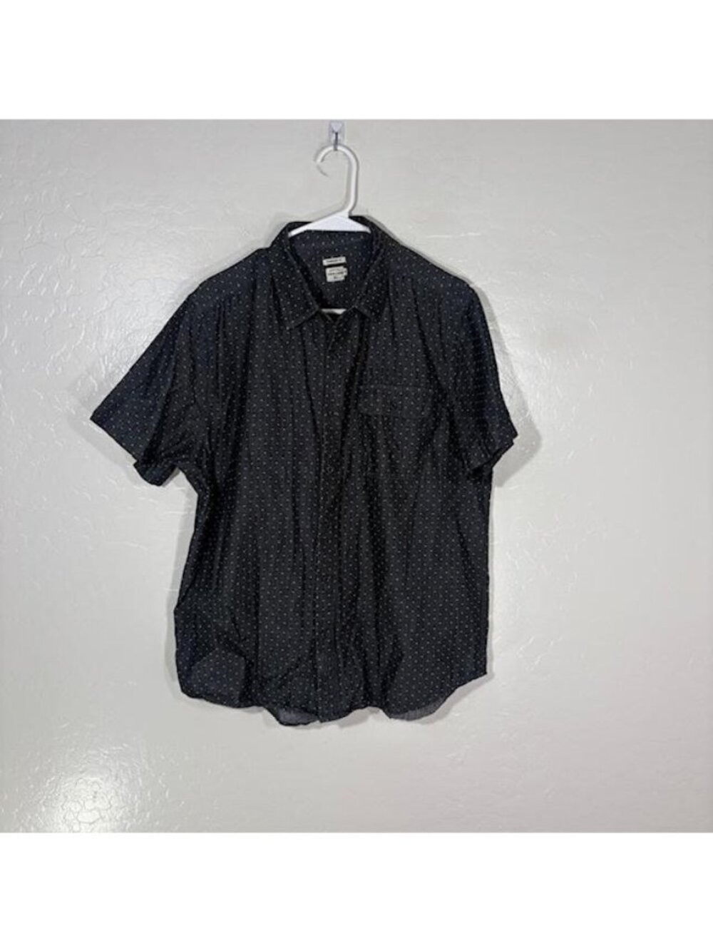 Bridge & Burn Shirt Mens XL Black Polka Dot Short Sleeve Button Up Cotton Casual